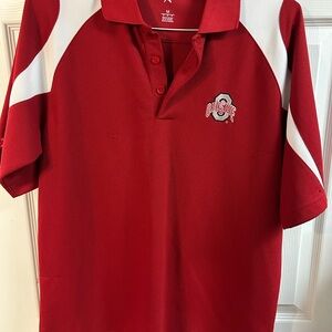 Antigua Red and White OSU Polo Shirt